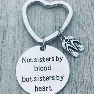 Best Friends Keychain- Not Sisters By Blood But Sisters By Heart - Flip Flops